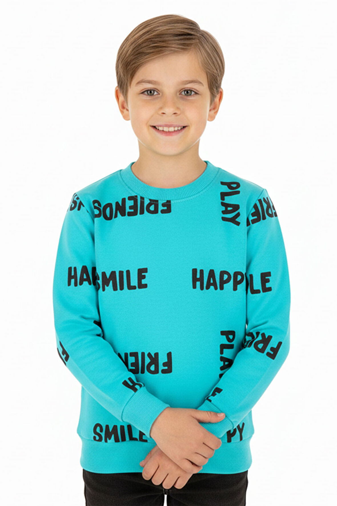 Erkek çocuk swatshirt 2 iplik şardonlu baskılı