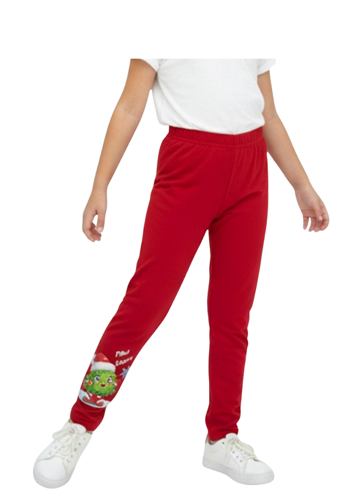 Kız Çocuk Noellik Tayt 2 İplik Şardonlu Baskılı