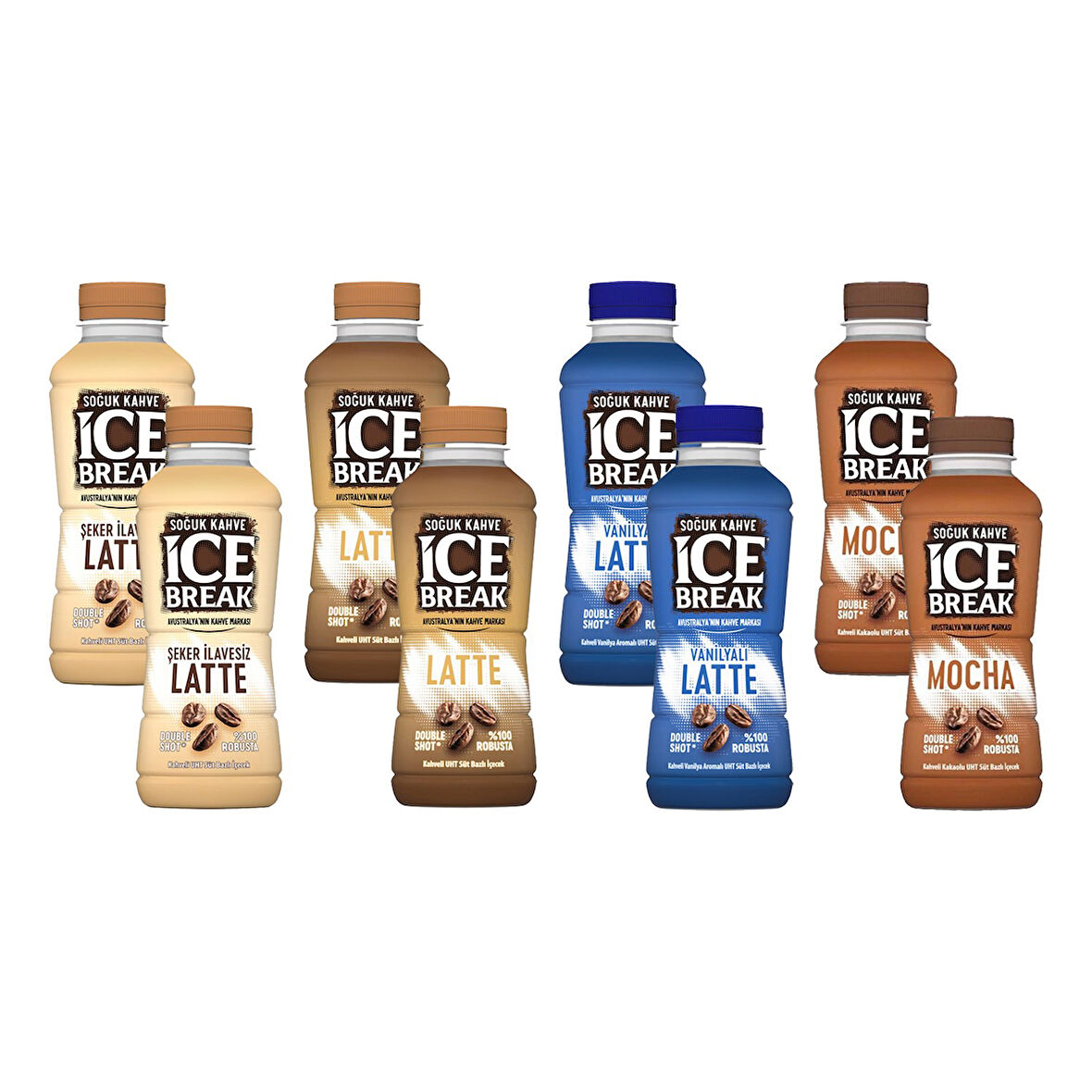 Ülker Ice Break Latte 375 ml 8 li Karma (Latte-Vanilya-Şekersiz Latte-Mocha)
