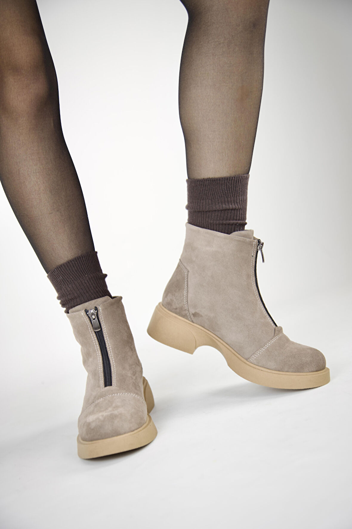 217451115-32 Zenne  Kadın Bot Vizon Deri Süet