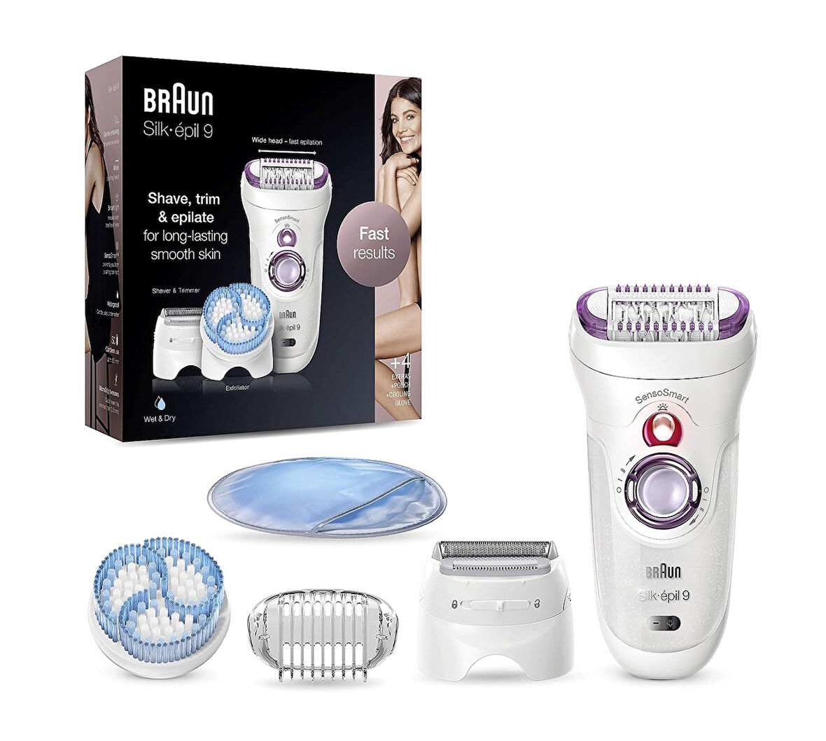 Braun Silk-épil 9 9735 SensoSmart Kablosuz Islak&Kuru 6 Ek Parçalı 3'ü 1 Arada Epilatör