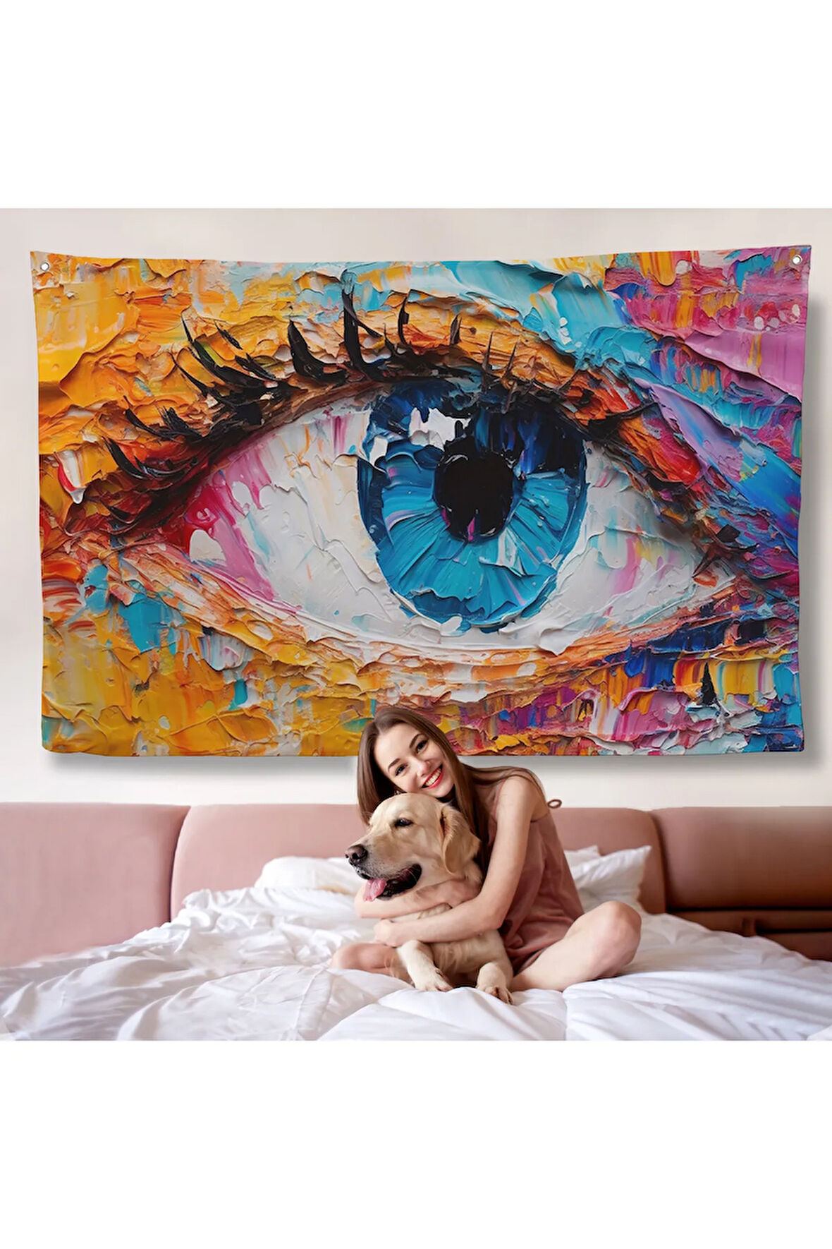 Gözün Renkli Soyut Duvar Örtüsü-7240