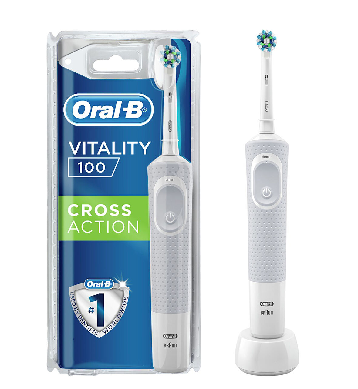 Oral-B D100 Vitality Cross Action Beyaz Şarjlı Diş Fırçası