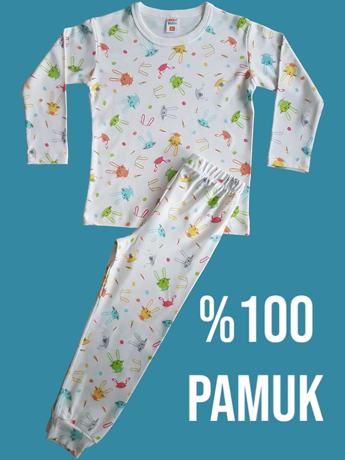 Uzun Kollu Desenli Çocuk Pijama Takım