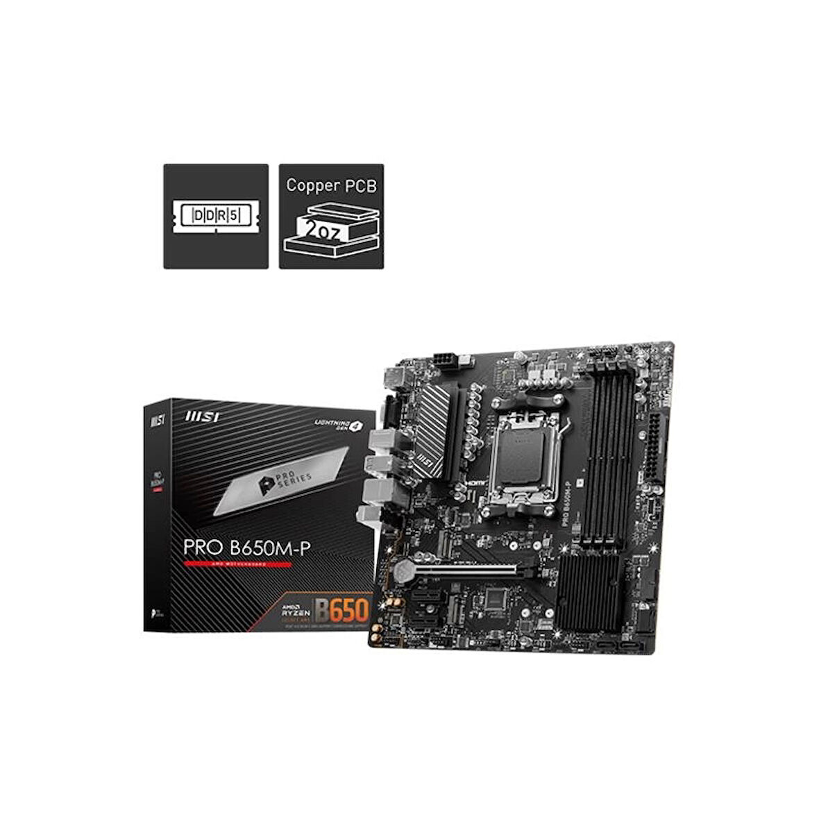 ONTECH - Msı Pro B650m-p Ddr5 7200mhz 1xvga 1xhdmı 1xdp 2xm.2 Usb 3.2 Matx Am5 ( Amd Am5 7000 Serili İşlemci Uyumlu)