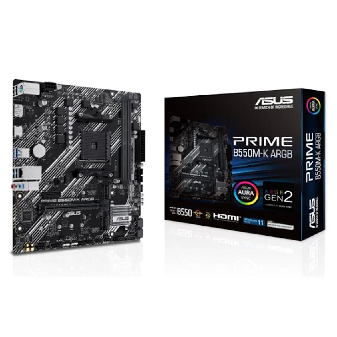 ONTECH - Asus Prıme B550m-k Argb Ddr4 5100mhz 1xhdmı 1xdp 2xm.2 Usb 3.2 Matx Am4 (amd Am4 5000/4000 G/3000 Serisi İle Uyumlu)