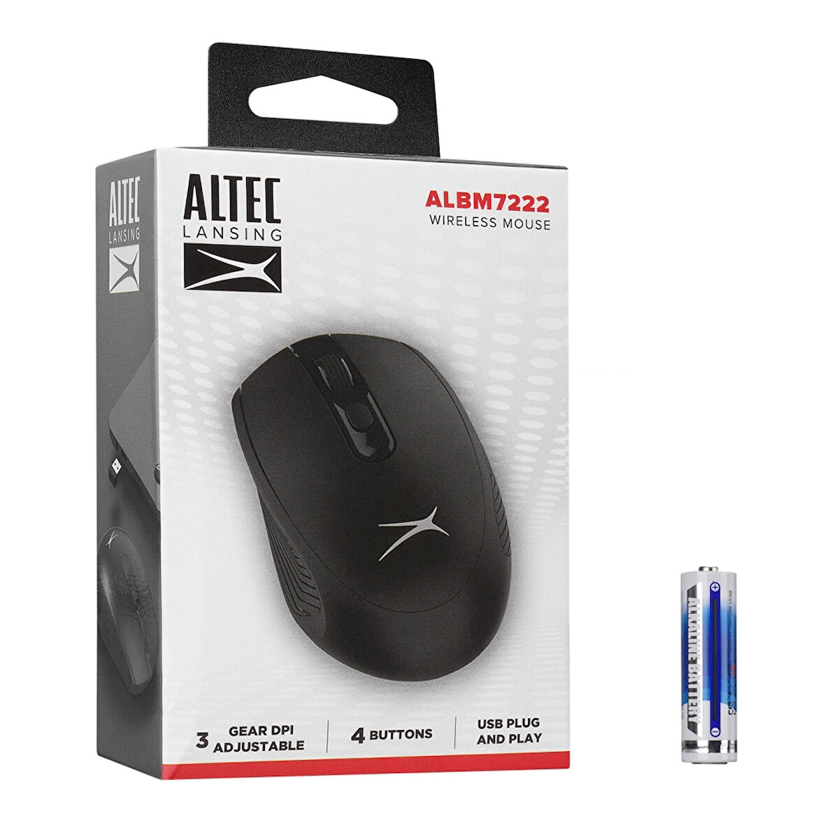 Altec Lansing Albm7222, Siyah, 2.4ghz Usb,  1200dpı, Kablosuz Optik Mouse