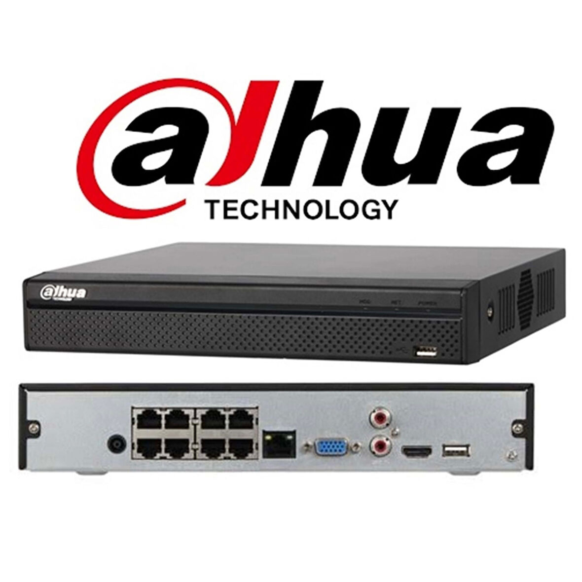 Dahua  Nvr2108hs-8p-t, 8kanal Poe, 8mpix, H265+, 1 Hdd Desteği, 1080p Kayıt, 80mbps Bant Genişliği, Nvr