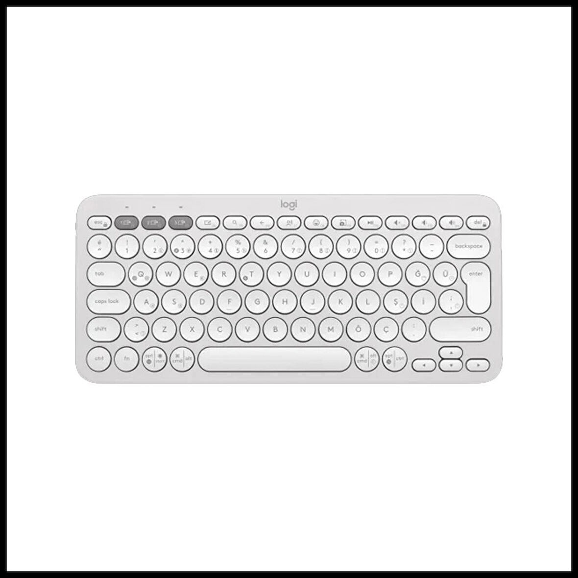 Logıtech K380s, Pebble Keys 2,  Beyaz, 920-011860, Bluetooth, Türkçe, Q, Multimedya, Mini Klavye