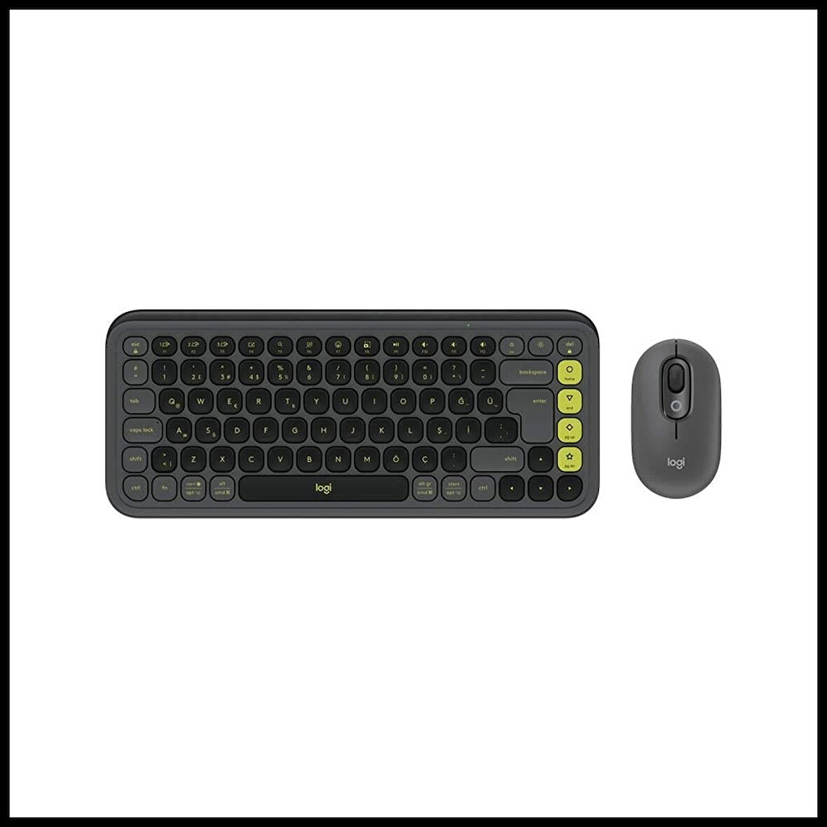 Logıtech Pop Icon Combo, Siyah-yeşil, 920-013075, Kablosuz, Türkçe Q, Klavye Mouse Set