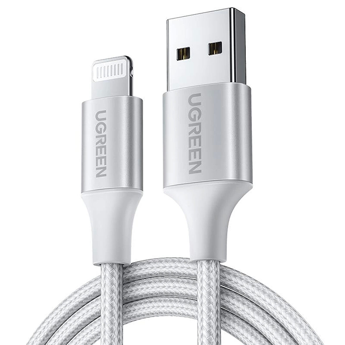ONTECH - Ugreen Lıghtnıng To Usb-a Örgülü Mfi Sertifikalı İphone Hızlı Şarj Kablosu 2 Metre Gümüş 60163
