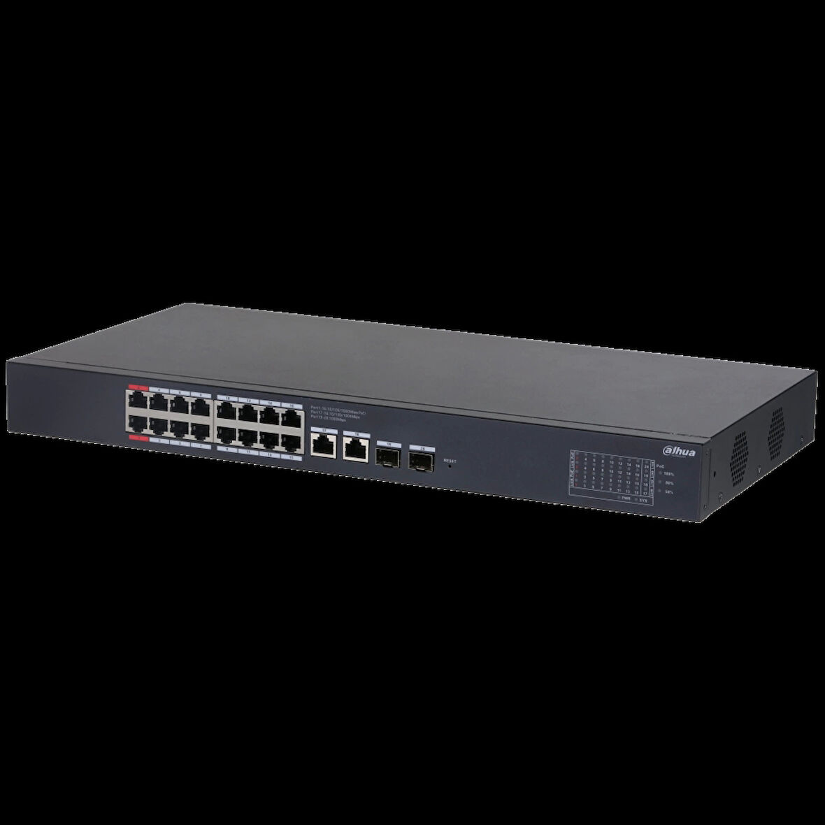 Dahua Cs4220-16gt-240, 16port, Gigabit, 16 Port Poe, 240w, +2 Port Gigabit Uplink, +2 Port Sfp Gigabit Combo, Cloud Yönetilebilir, Switch