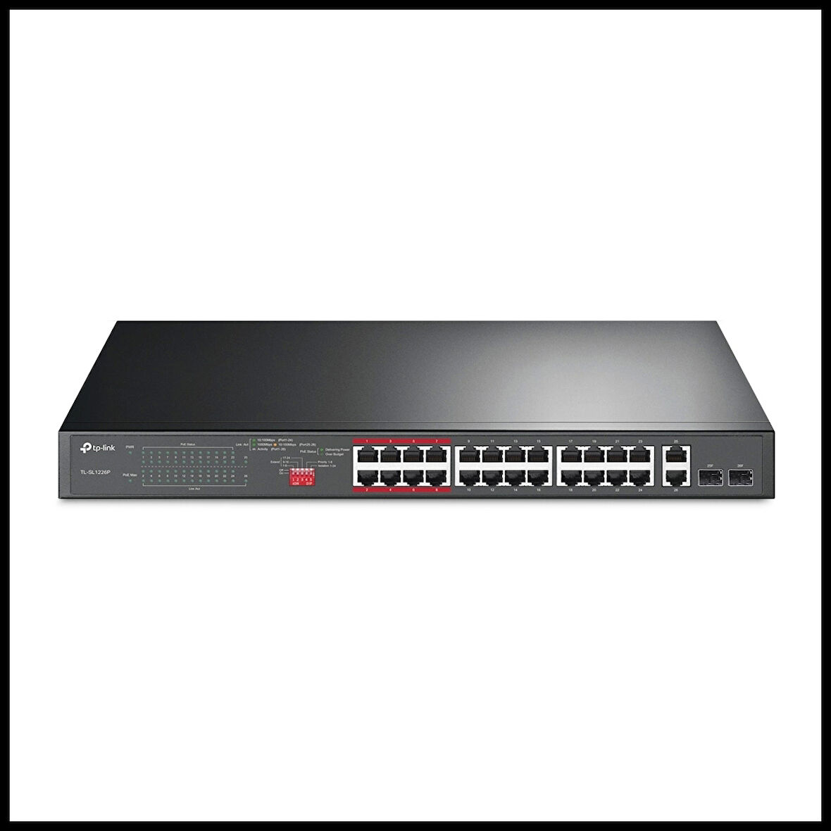 Tp-lınk Tl-sl1226p, 24 Port Poe, Megabit, + 2port Combo Gigabit Sfp, 250w, Yönetilemez, Rackmount Switch