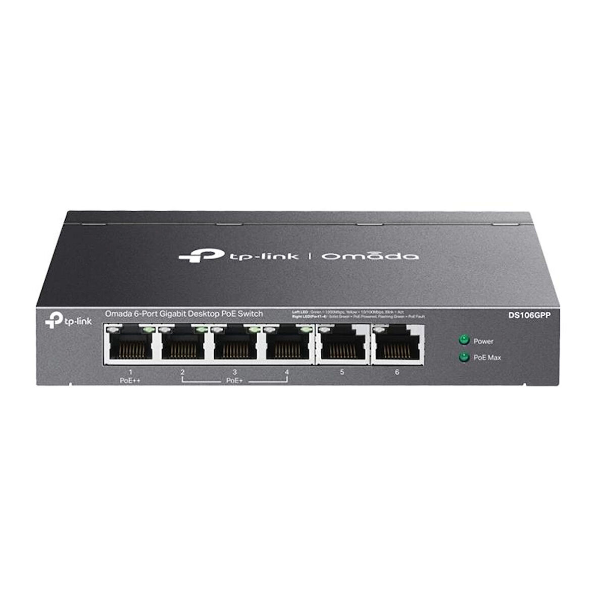 ONTECH - Tp-lınk Omada Ds106gpp 4 Port Gıgabıt+2 Port Gıgabıt Uplınk 64w 250 Metre Poe Mesafe Metal Kasa Swıtch