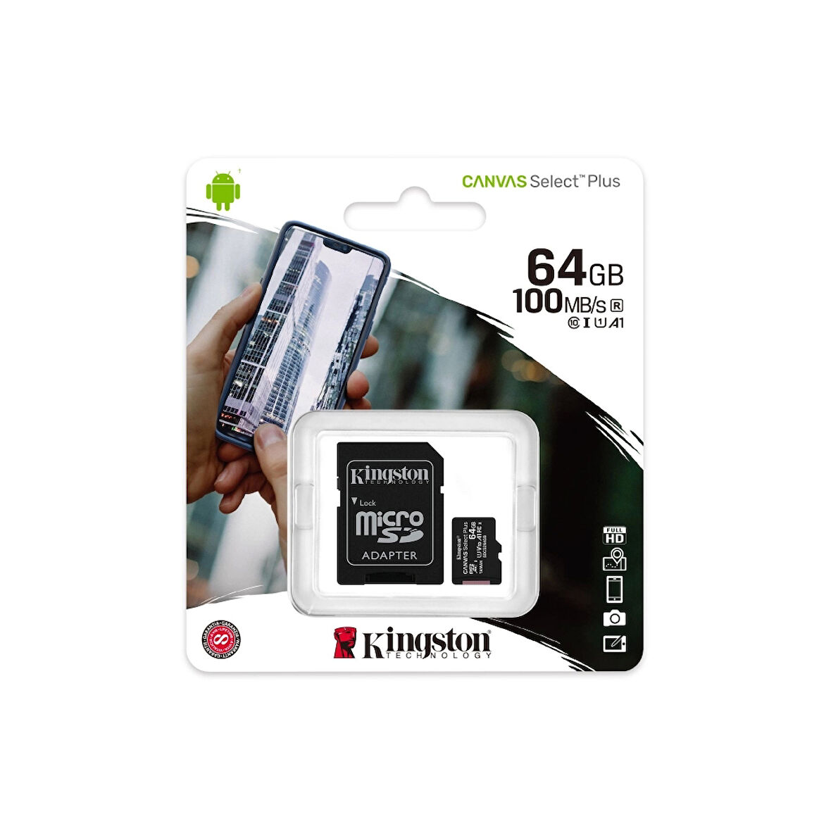 Kıngston Sdcs2/64gb, Canvas, Cl10, 100mb/s, Microsd Kart Bellek (sd Adaptörlü)