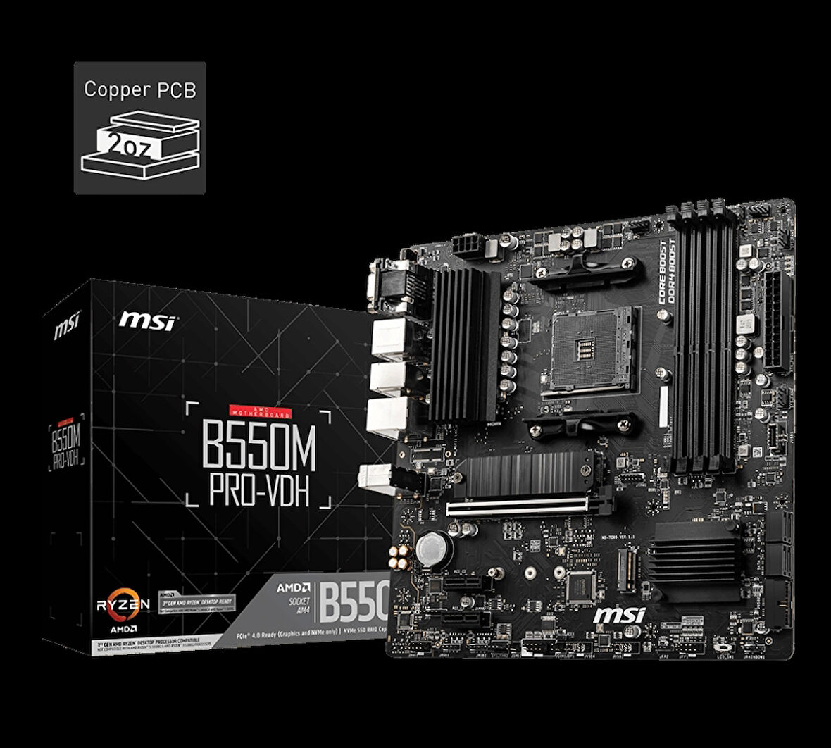 ONTECH - Msı B550m Pro-vdh Ddr4 4400mhz 1xvga 1xdmı 1xdp 2xm.2 Usb 3.2 Matx Am4 (amd 5000 Ve 3000 Serisi İşlemci Uyumlu)
