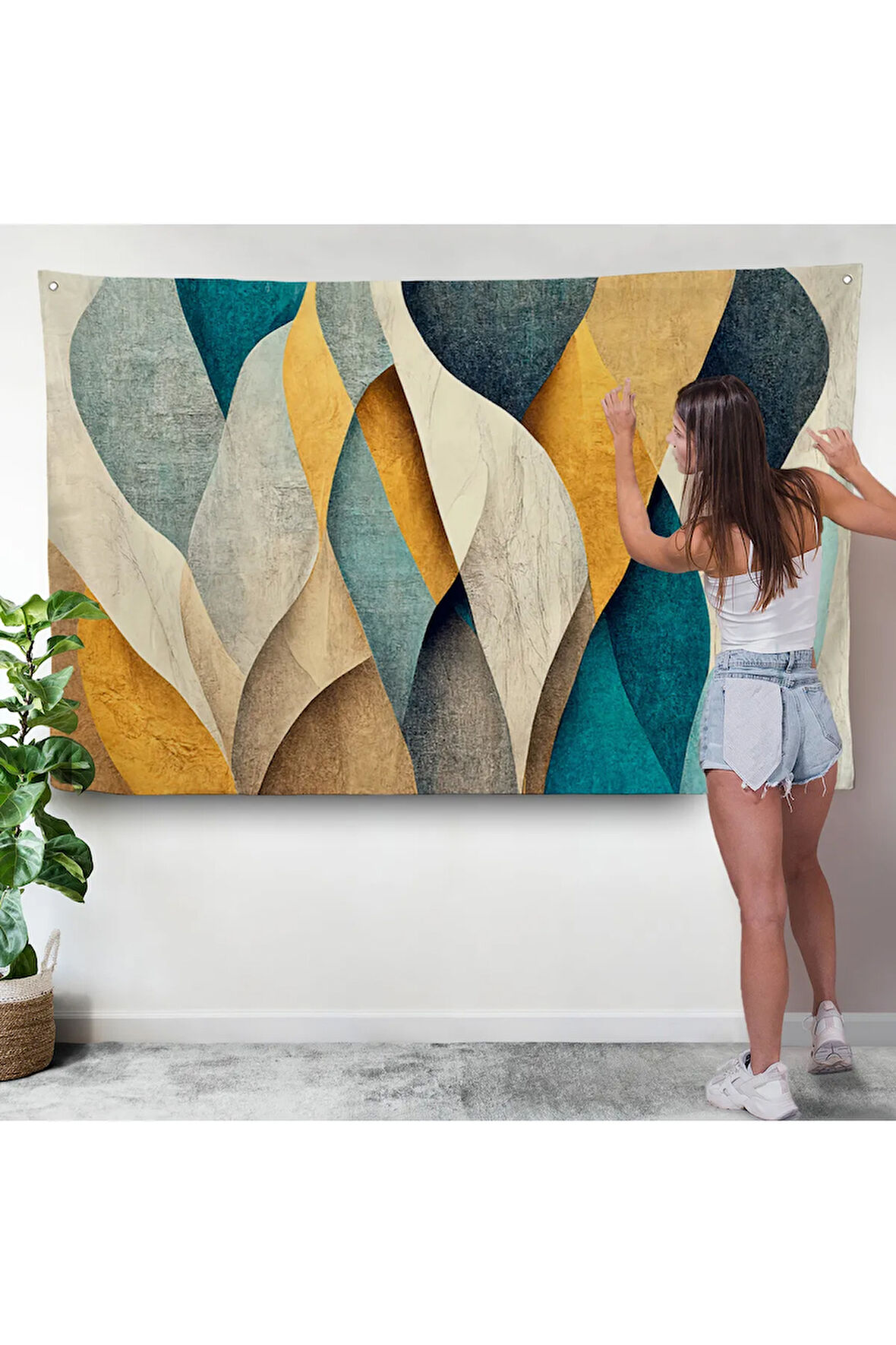 Renkli Soyut Dekoratif Duvar Örtüsü-7250