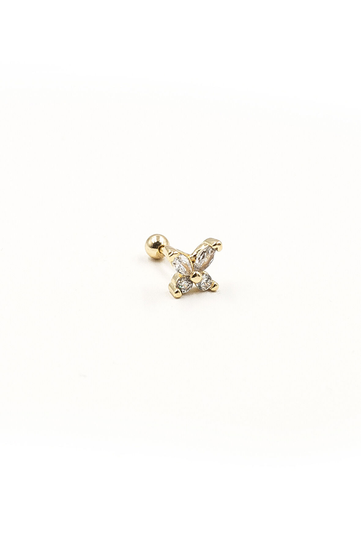 Işıltılı Kelebek Desenli Zirkon Tragus Piercing – Gold | Anti Alerjik, Rengi Solmaz