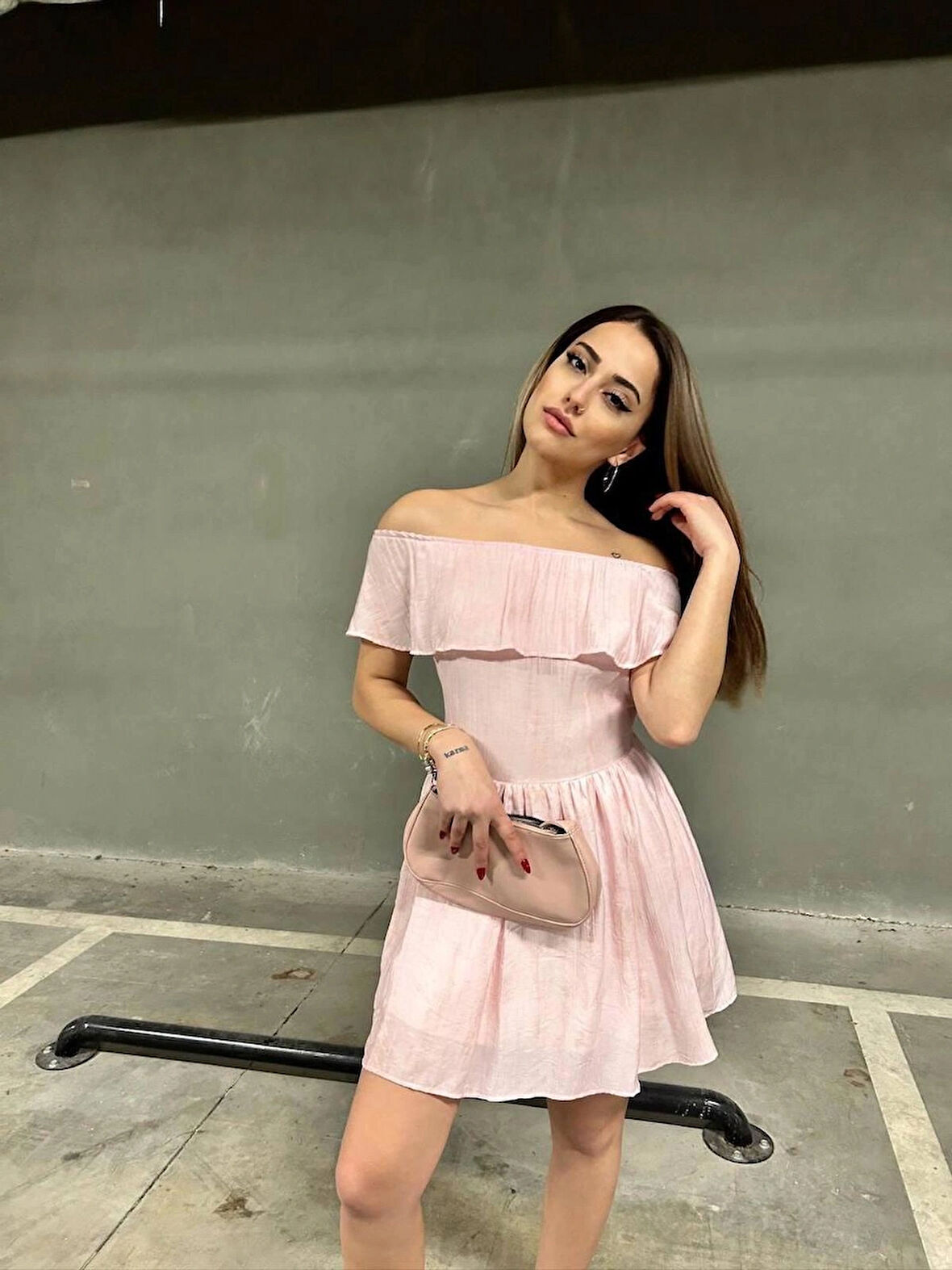 KAYIK YAKA MİNİ YAZLIK ELBİSE