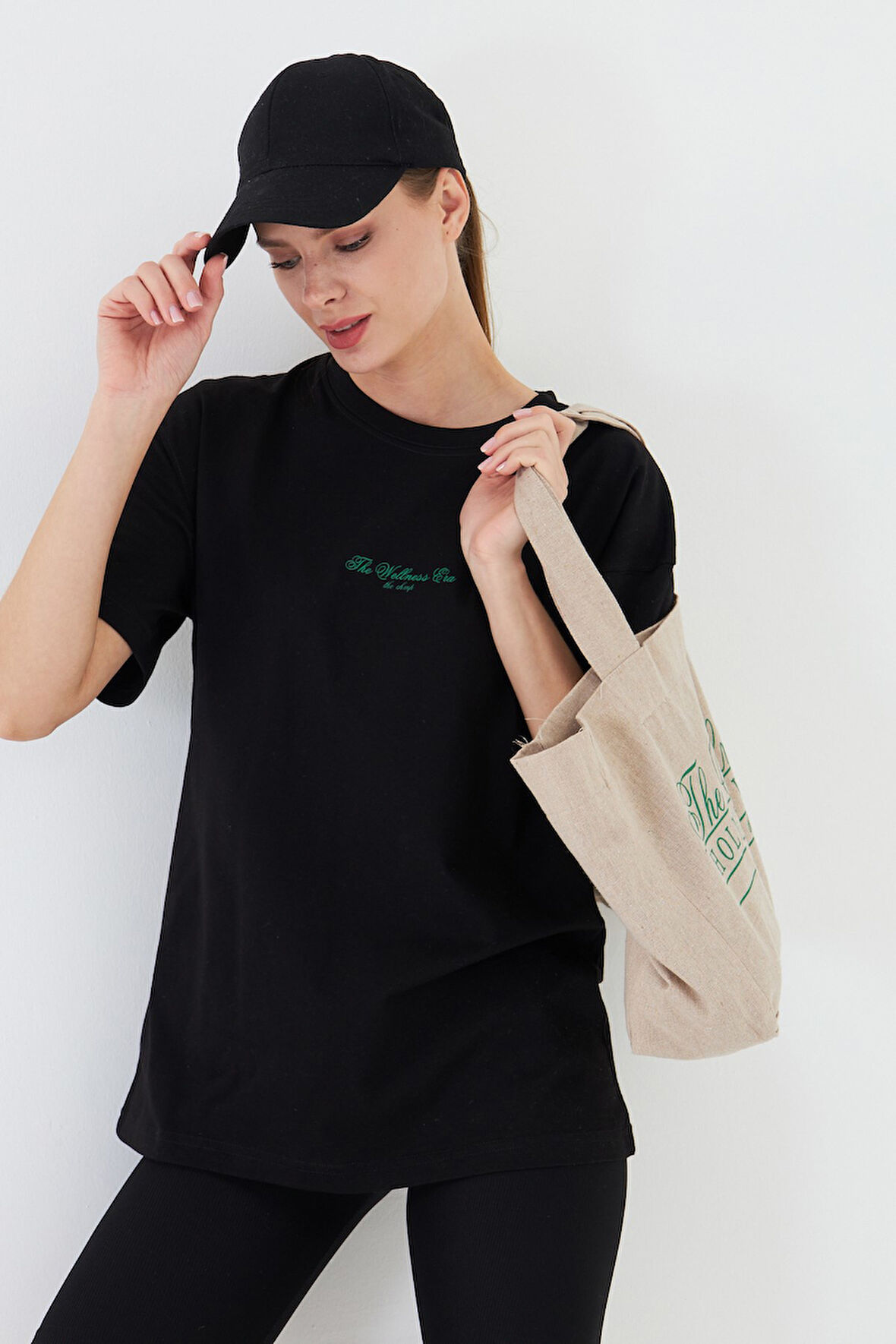 The Wellness Era Baskılı %100 Pamuk Oversize Kadın Tişört