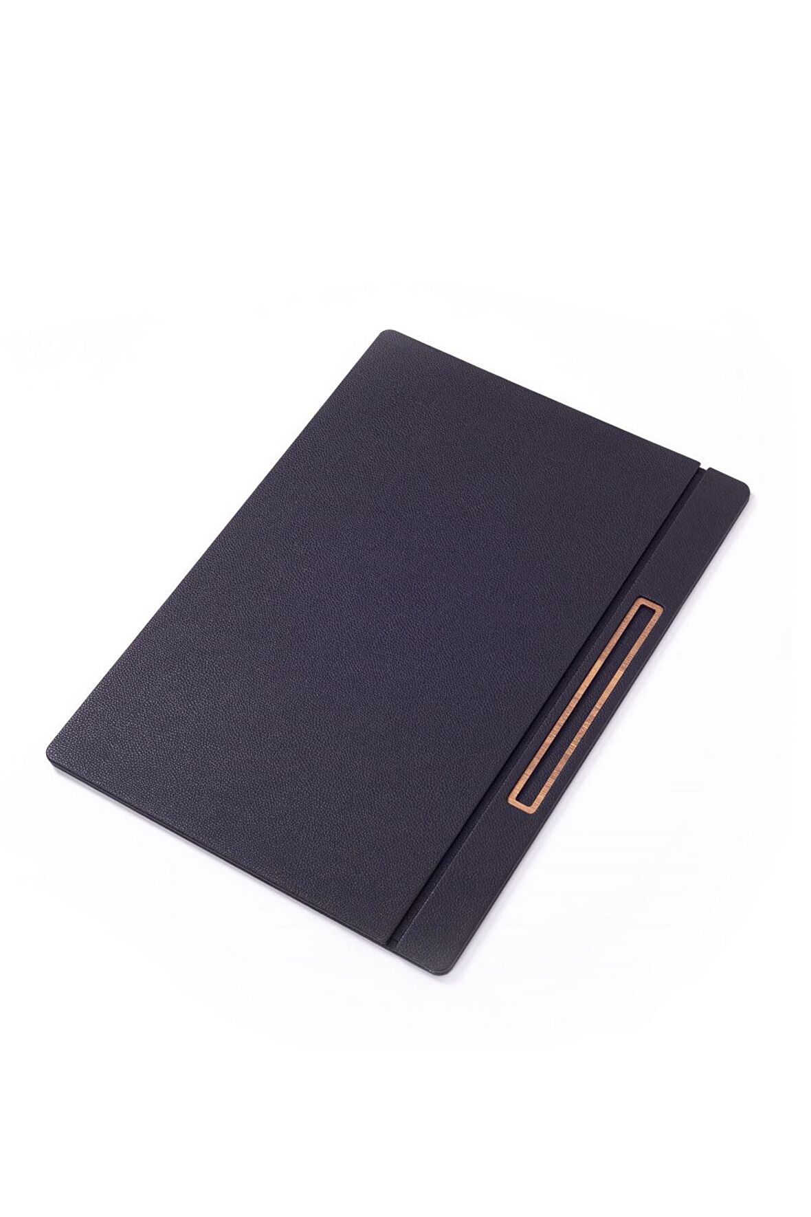 Turgut Office Deri Kapaklı Masa Sümeni Siyah Ahşap Detaylı 50x35cm