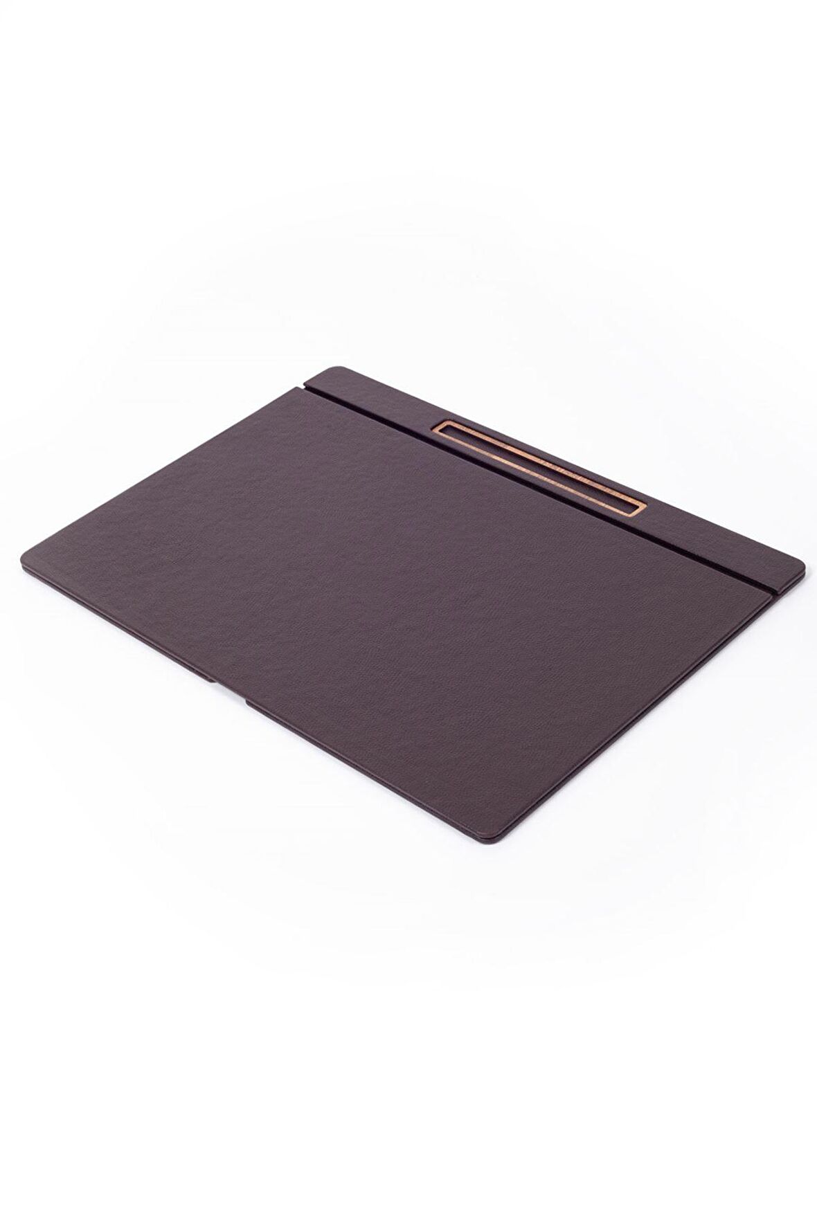 Turgut Office Deri Kapaklı Masa Sümeni Kahve Ahşap Detaylı 50x35cm