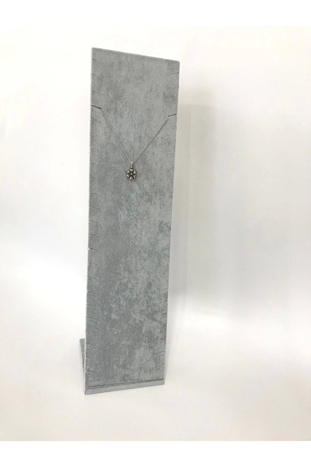 Yerli Üretim Moscow Model Süet Kumaş Gri Renk 40/10 Cm Ayaklı Takı Sergileme Standı