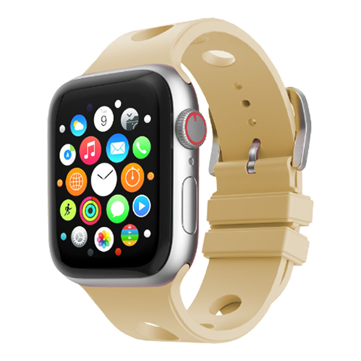 Apple Watch 40mm Delikli Tasarım KRD-147 Silikon Kordon Alpin Stil Gold