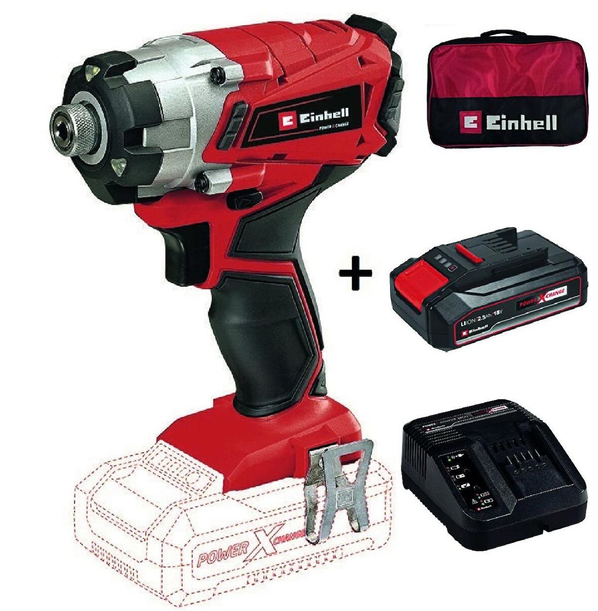 Einhell TE-CI 18/1 LI 2.5 Ah Tek Akülü Darbeli Vidalama Seti