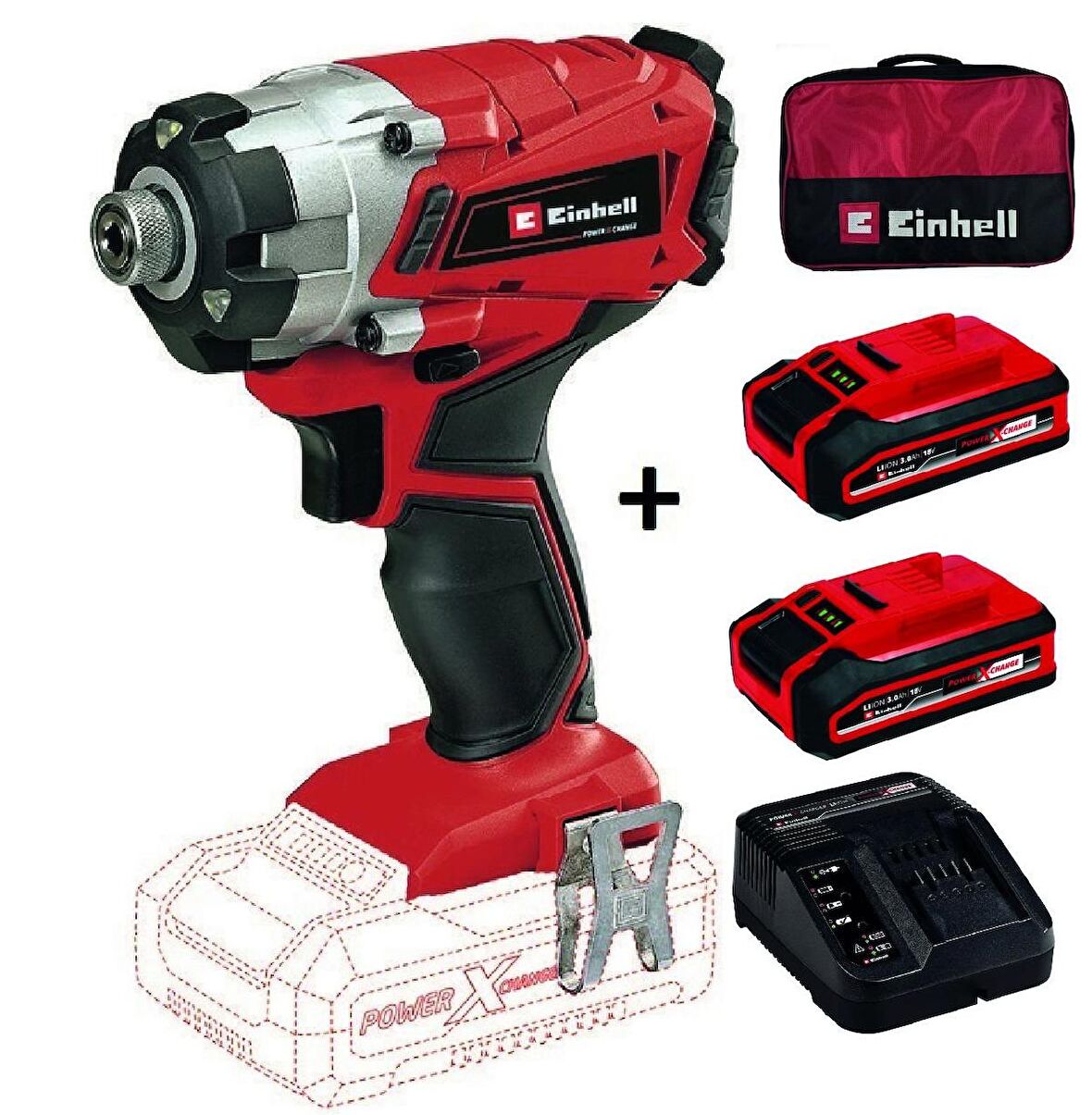 Einhell TE-CI 18/1 LI 3 Ah Çift Akülü Darbeli Vidalama + Şarj Cihazı + Bez Çanta