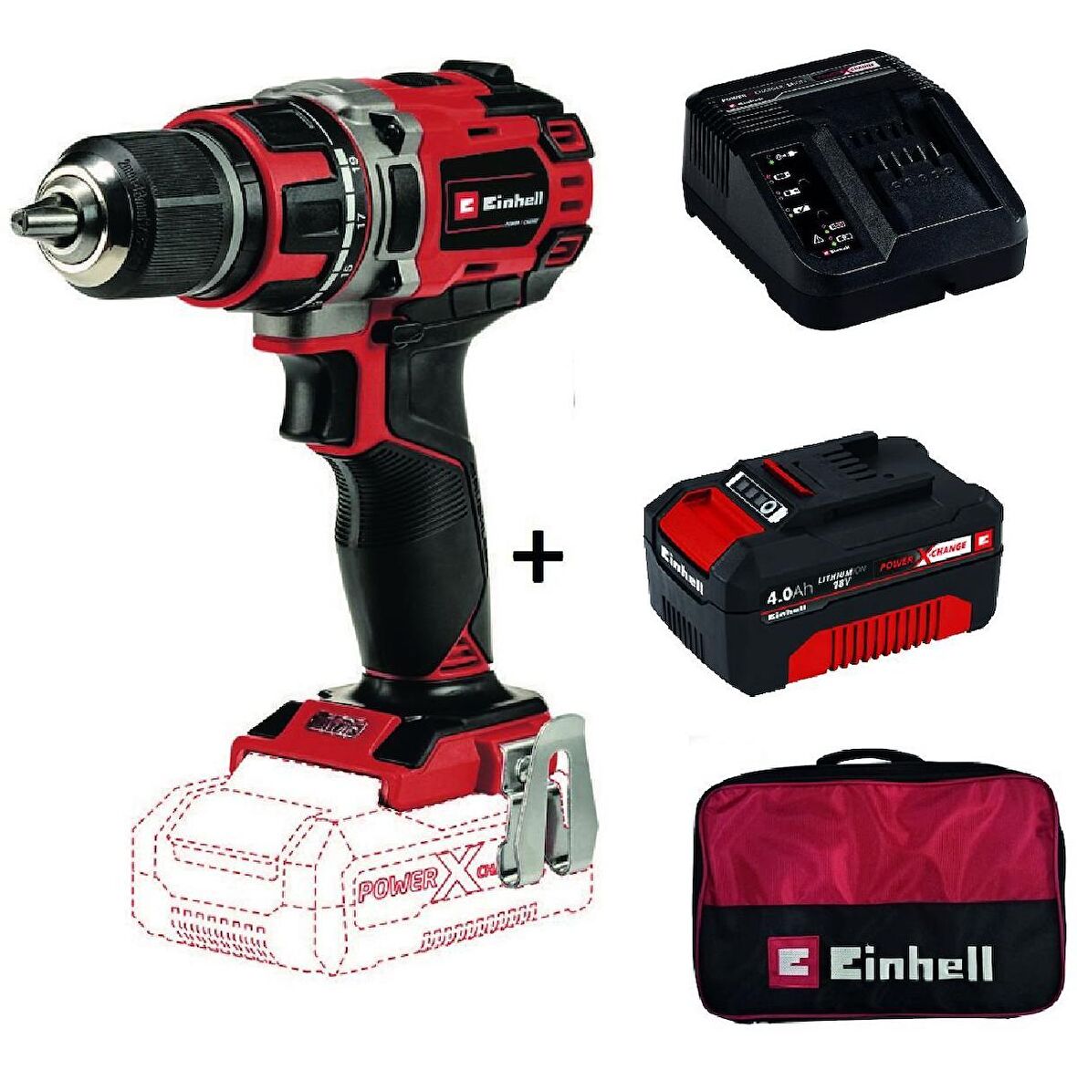 Einhell Te-Cd 18/50 Li-I Bl Kömürsüz Darbeli Matkap + 4 Ah Akü + Şarj Cihazı + Bez Çanta