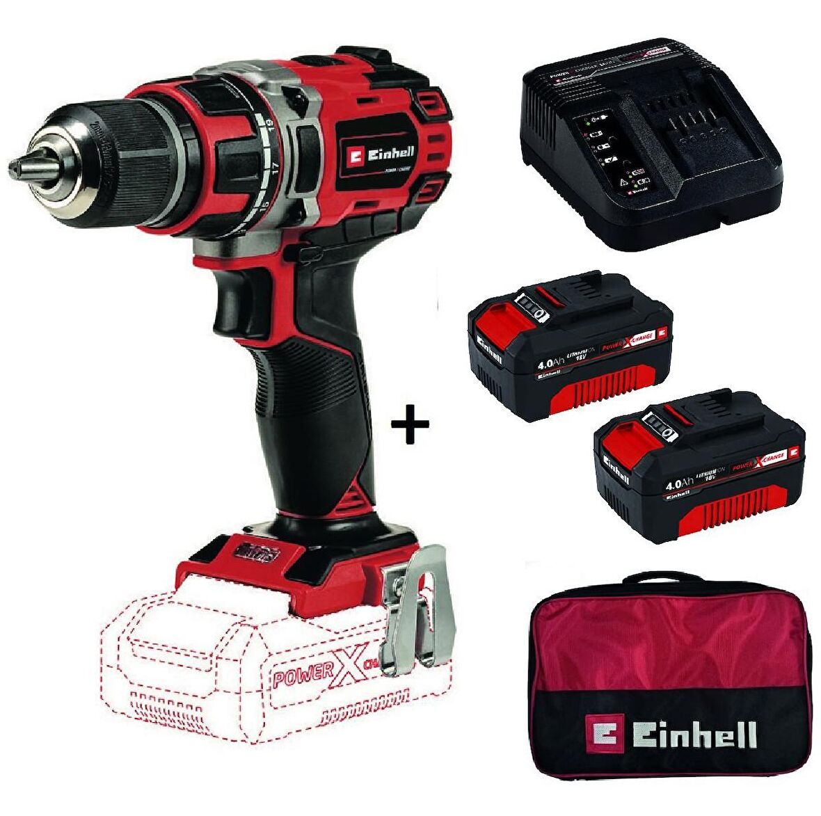 Einhell Te-Cd 18/50 Li-I Bl Kömürsüz Darbeli Matkap + 2x4 Ah Akü + Şarj Cihazı + Bez Çanta