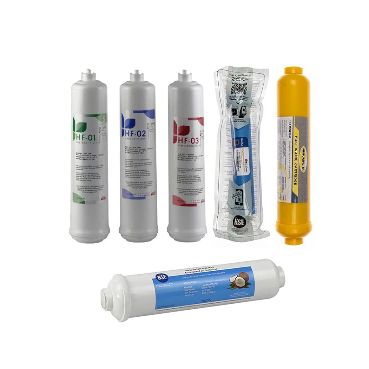 Sulook Kapalı Kasa Su Arıtma Cihazlarına Uyumlu, Üstten Çift Çubuklu Inlıne 6'lı Filtre Seti Lg Membranlı