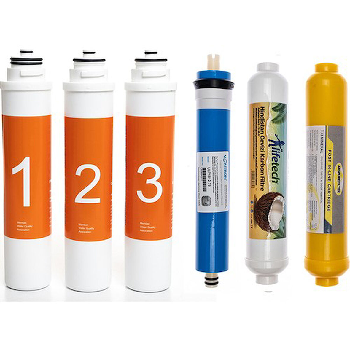Sulook Waterlife Su Arıtma Cihazı Uyumlu Tak-Çevir 6'lı Filtre Seti, Vontron Membranlı