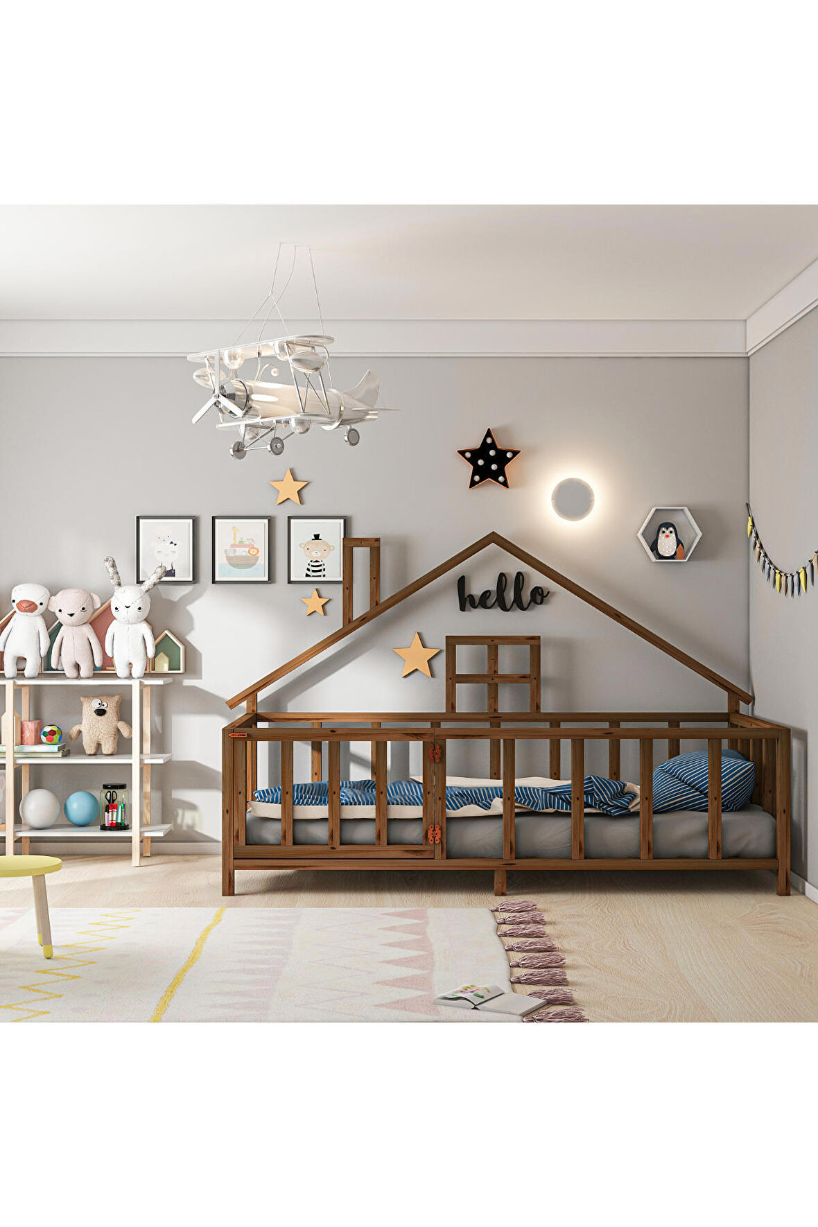 GİVAYO WOOD'S Hause Montessori Yatak Kapılı 100*200HAUSE CEVİZ