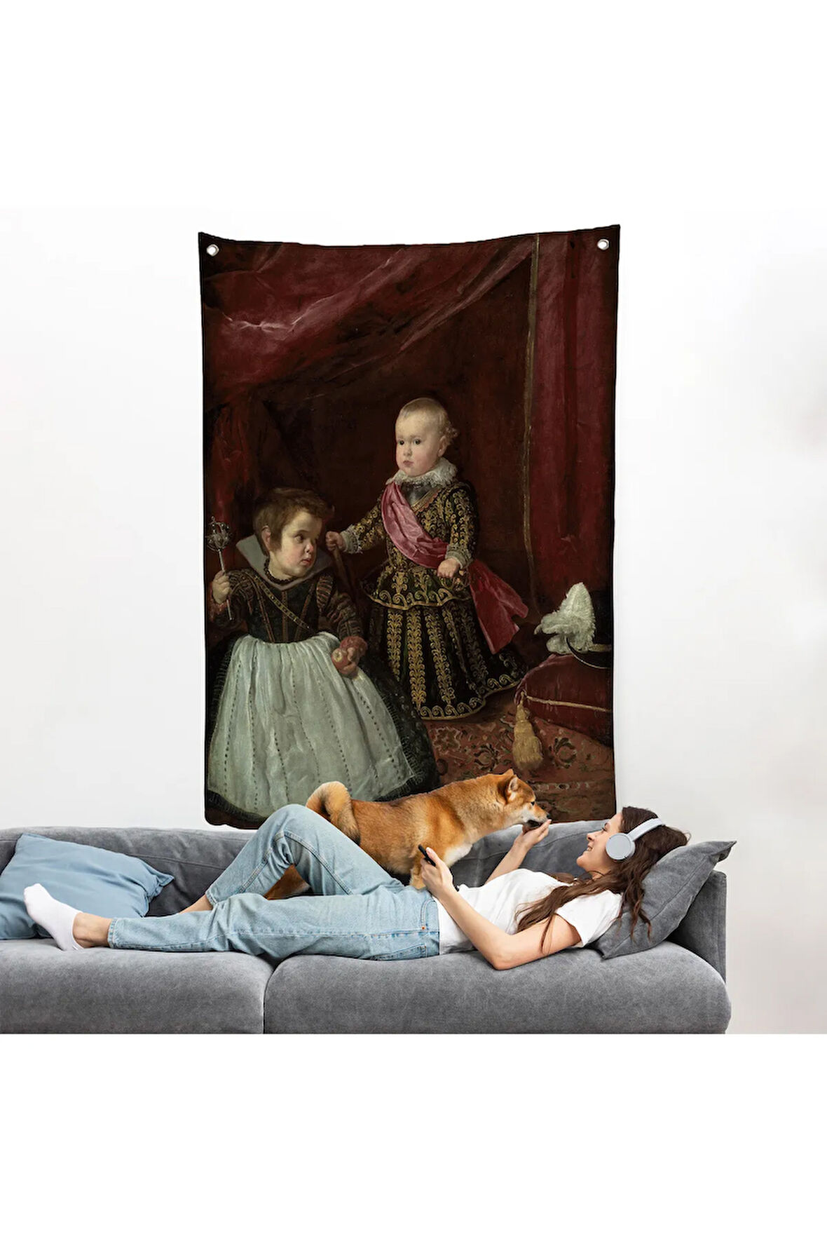 Diego Velázquez - Prens Balthasar Charles Cüceyle Birlikte Duvar Örtüsü-7282