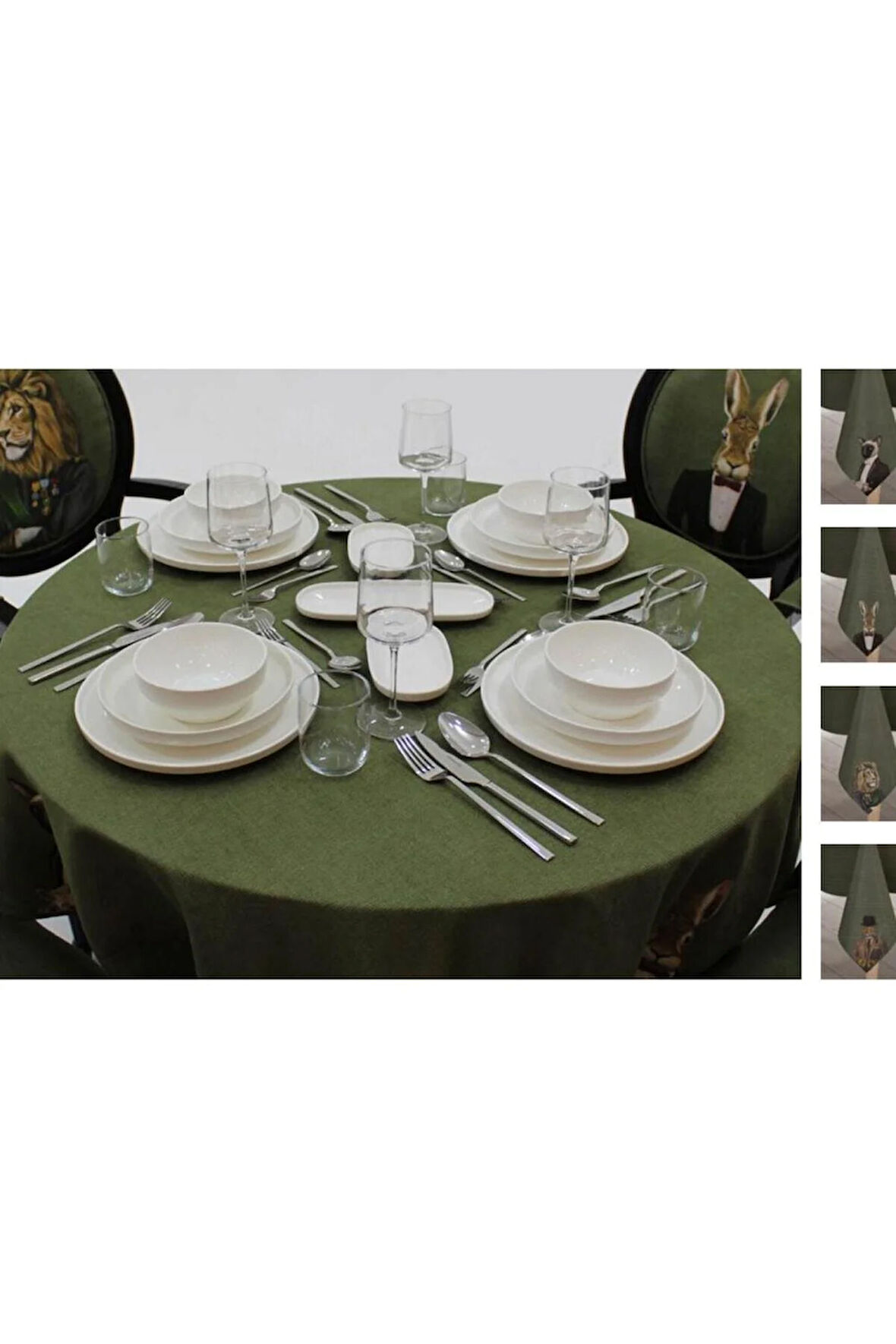 Aristocrats Yuvarlak Masa Örtüsü  (İnce Keten Uluslararası Yıkama ve Solmama Sertifikası)