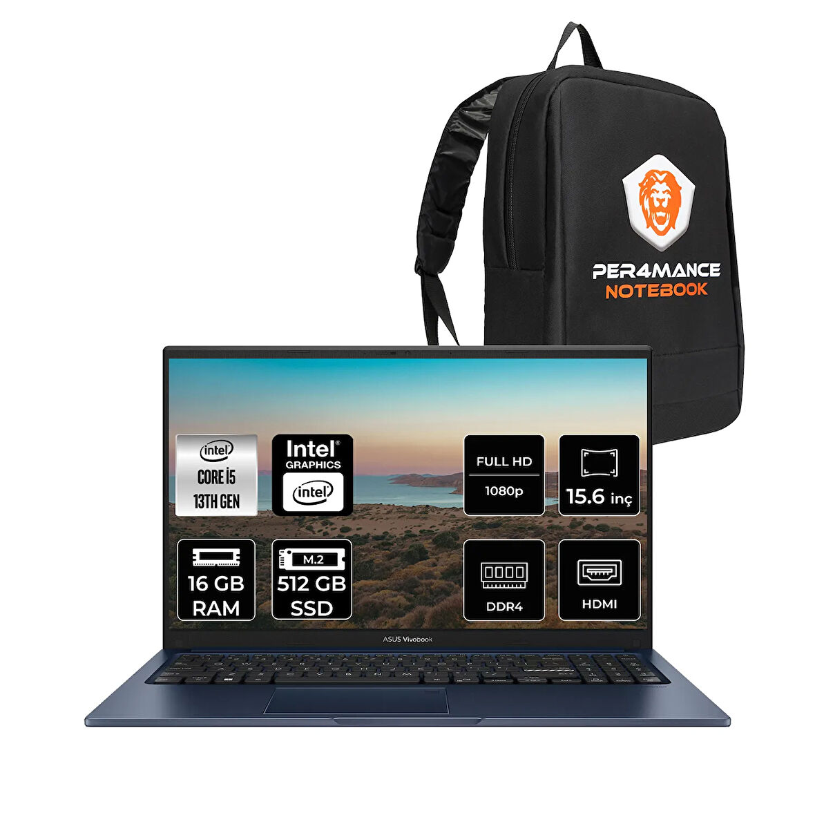 ASUS Vivobook 15 X1504VA i5 1335U 16GB RAM 512GB SSD 15.6'' FHD FDOS NJ123 & PER4 ÇANTA