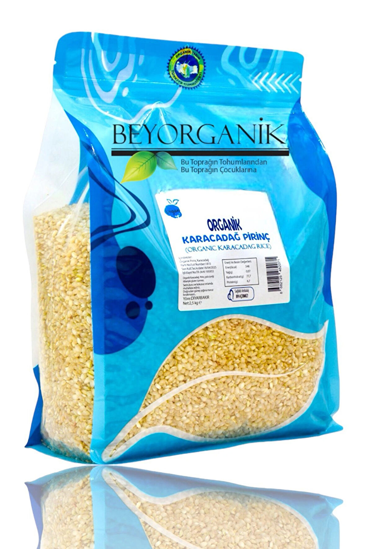 Organik Pirinç Karacadağ 2,5kg (PESTİSİT VE AFLATOKSİN ANALİZLİ)