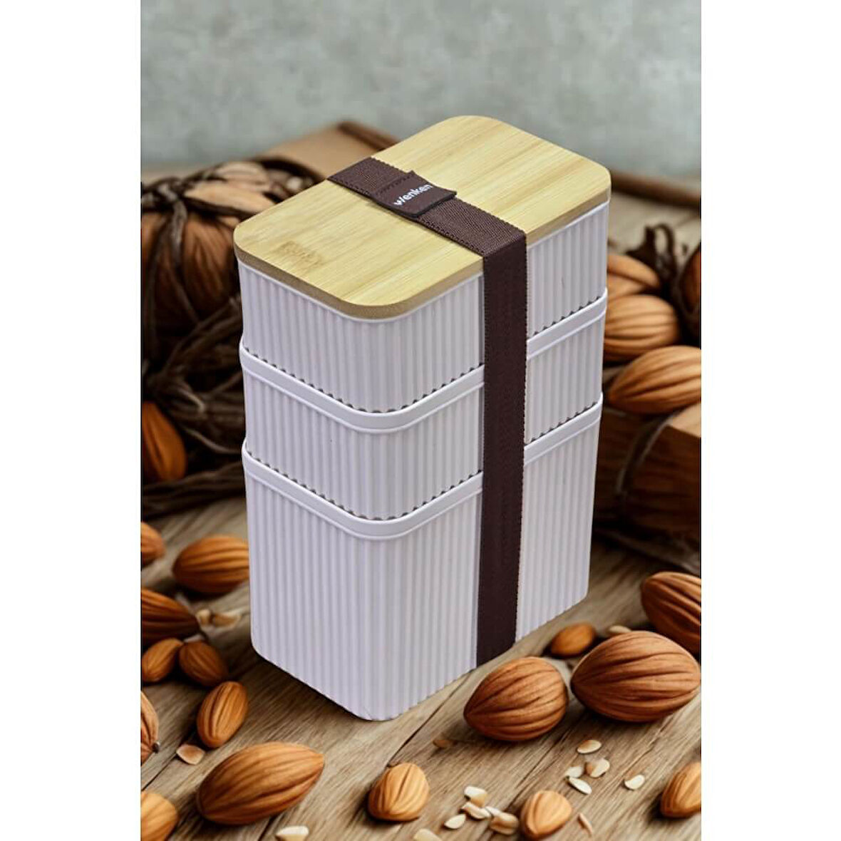 Piev Pratik Zebra Üçlü Bambu Kapaklı Saklama Beslenme Kabı No:4