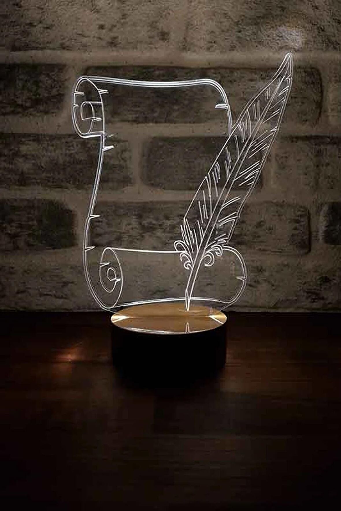 Mektup Led Masa Lambası Ahşap Taban 7 Farklı Işık Renkli Gece Lambası Hediye Dekoratif Aydınlatma