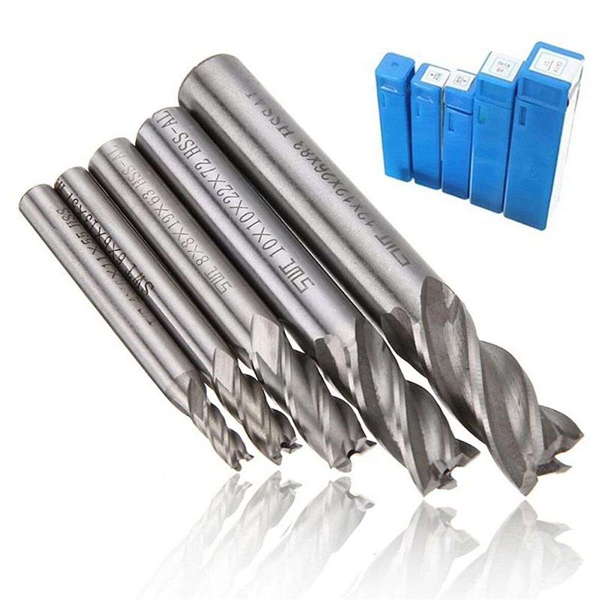 HSS Düz Shank 4 Flüt End Mill Kesici CNC Uç 10 lu Set 1.5mm-10mm