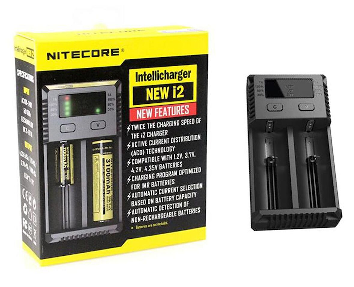 Nitecore i2 Digital LCD Akıllı Devre Şarj Cihazı li-ion IMR Nicd 