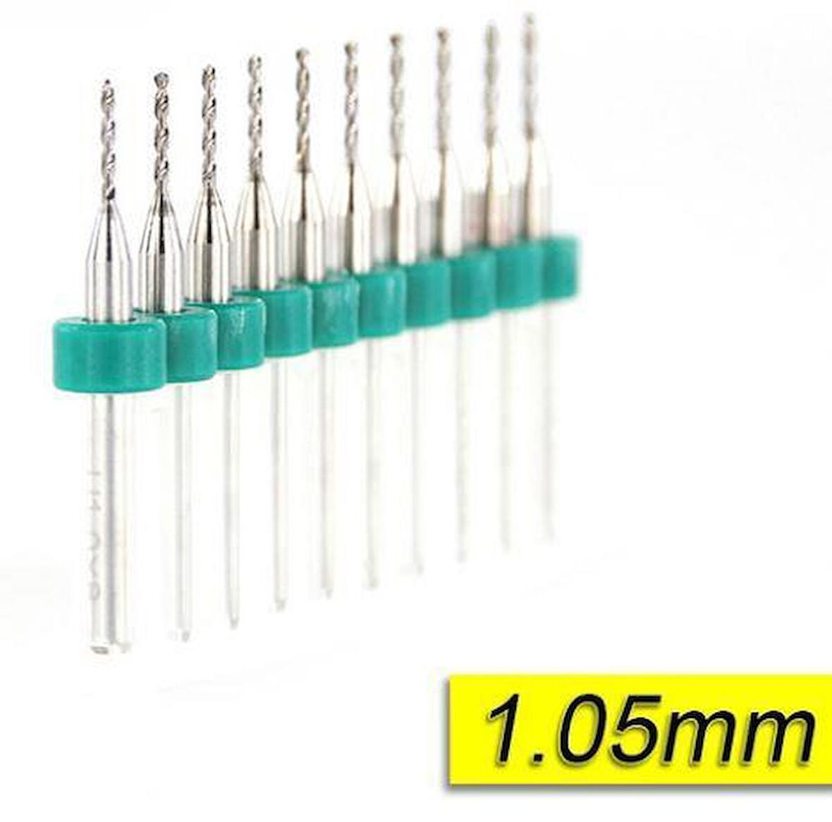 PCB Mikro Karbür CNC Matkap Ucu 10lu Set 1,05mm Tungsten 18 Shank