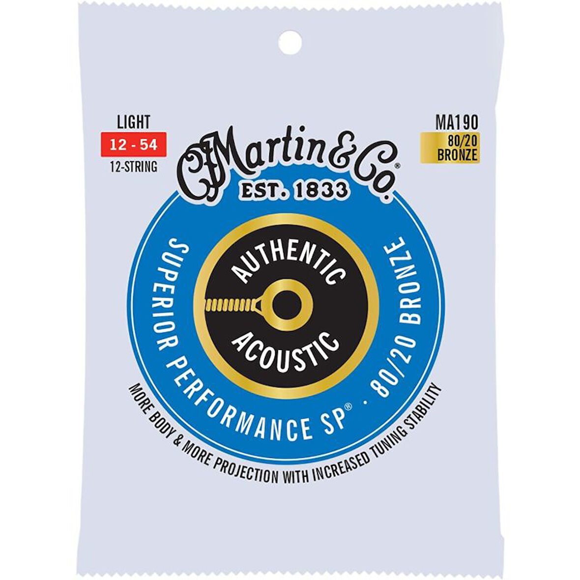 Martin Co MA190 SP 80/20 Bronze 12-Telli Akustik Gitar Teli (Light 12-54)