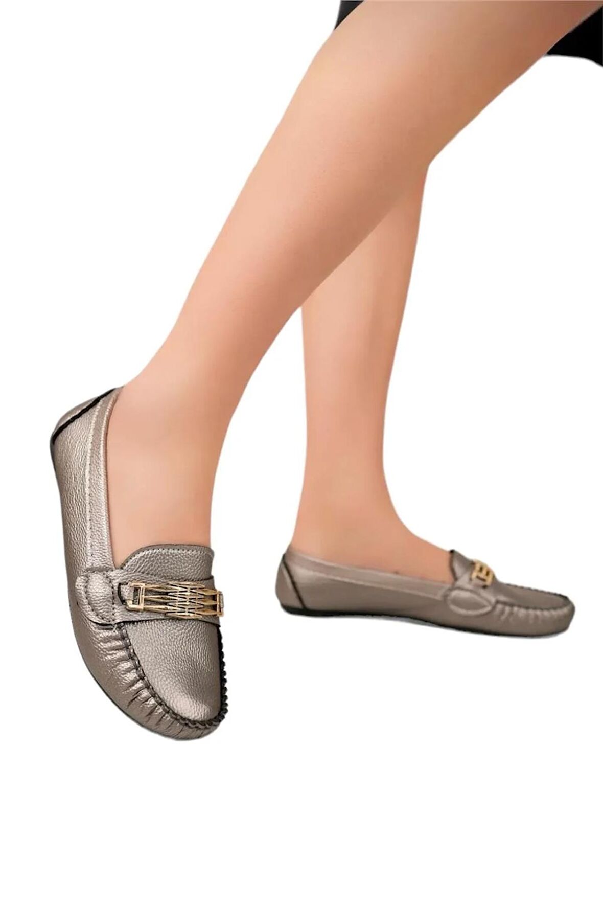 Kadın Hafif Taban Günlük Rahat Babet PLATİN