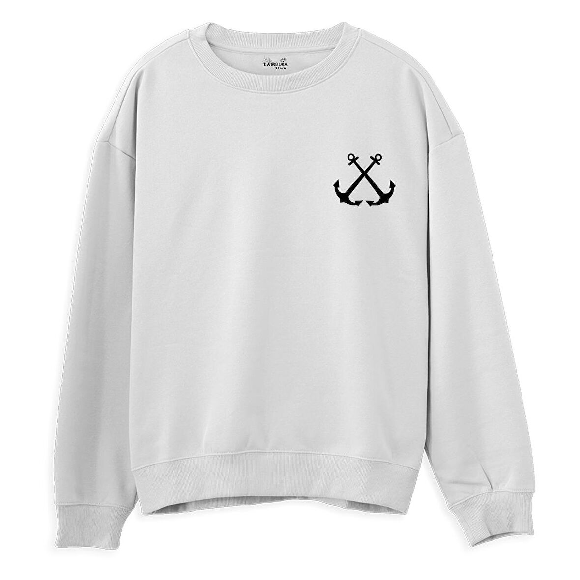 Anchor  Baskılı Beyaz Sweatshirt