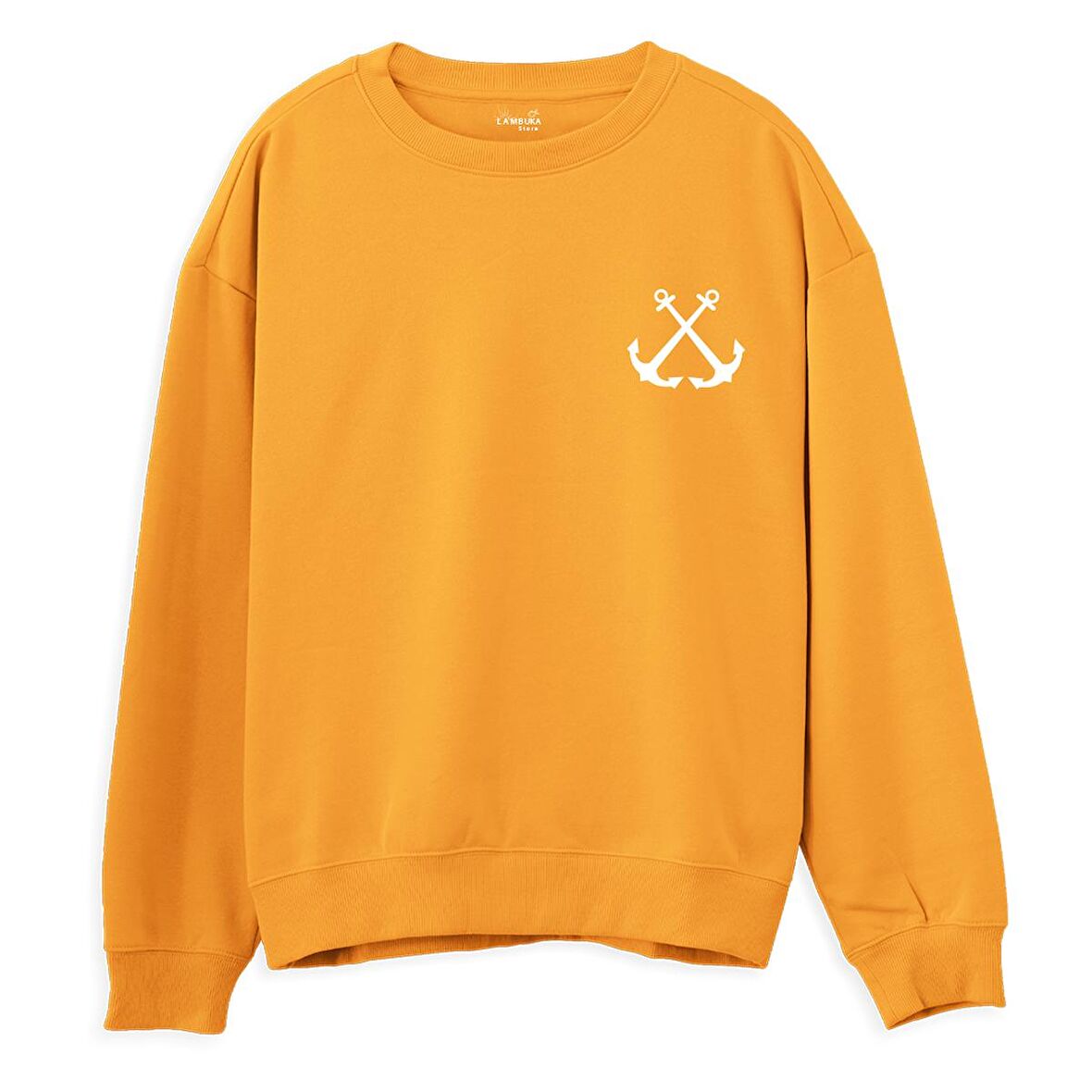 Anchor Baskılı Sweatshirt-Portakal