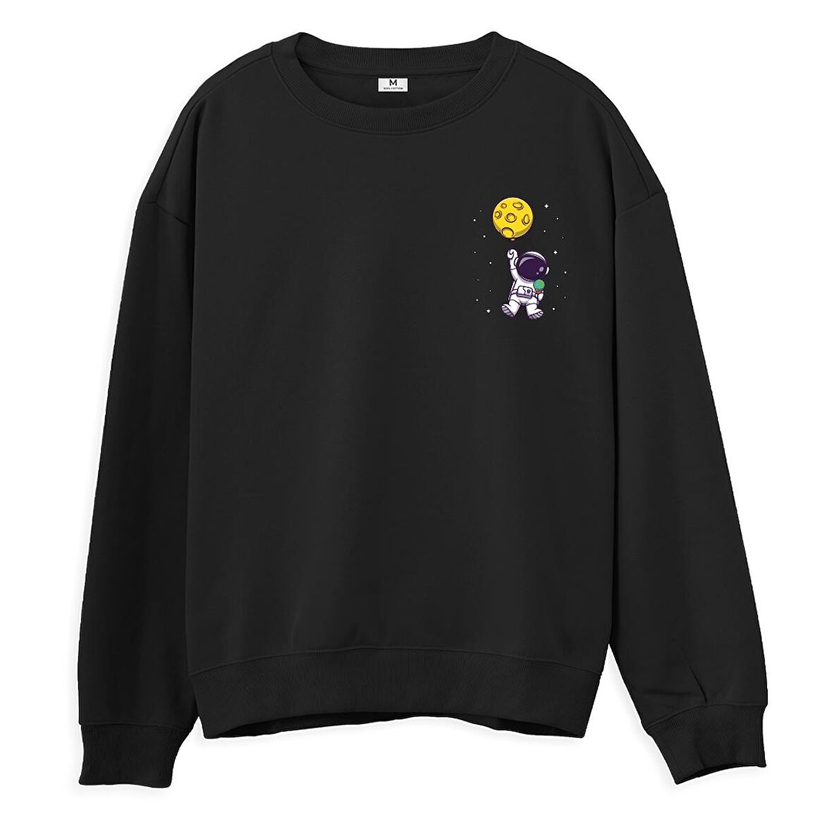 Astro-1  Baskılı Siyah Sweatshirt