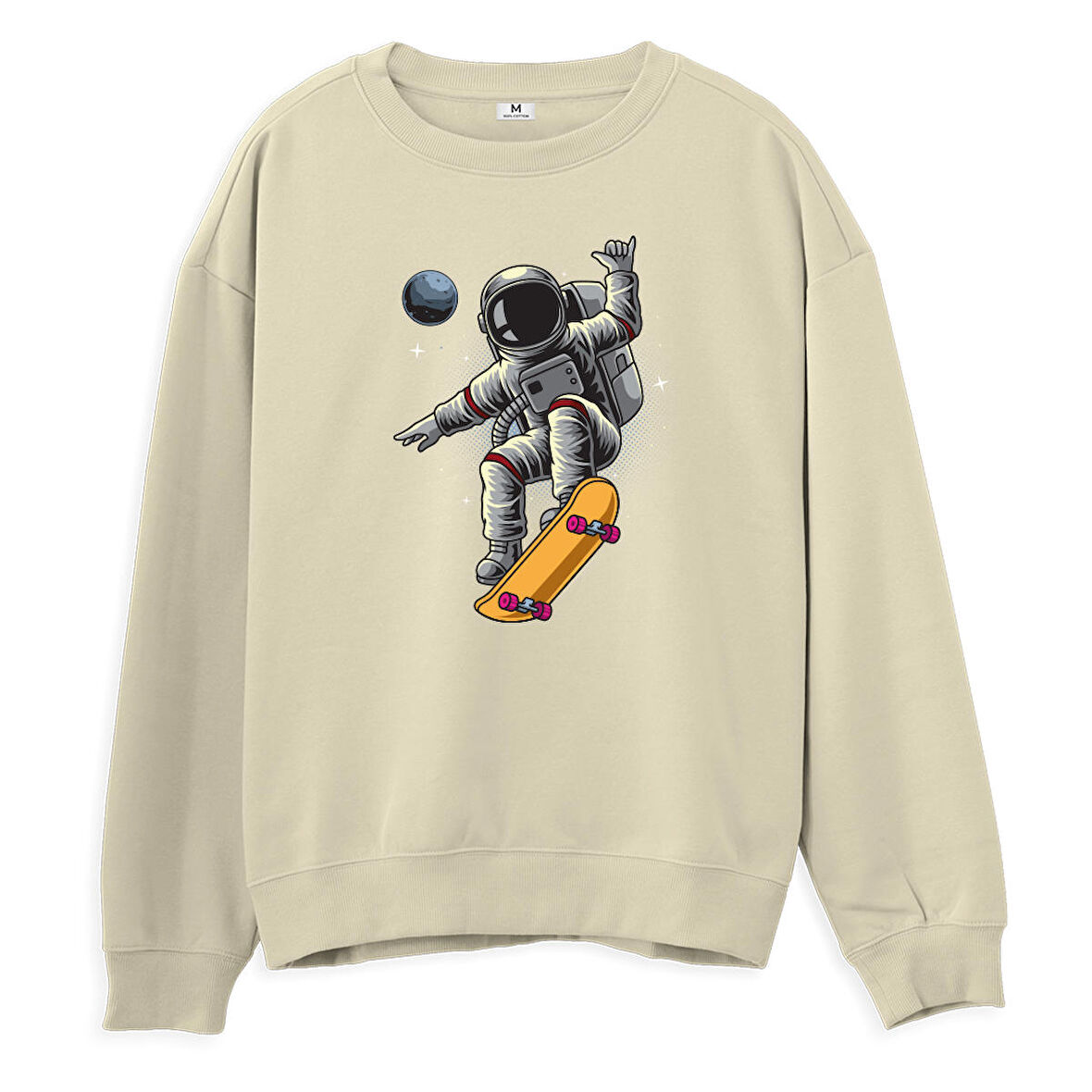 Astro-13  Baskılı Krem Sweatshirt